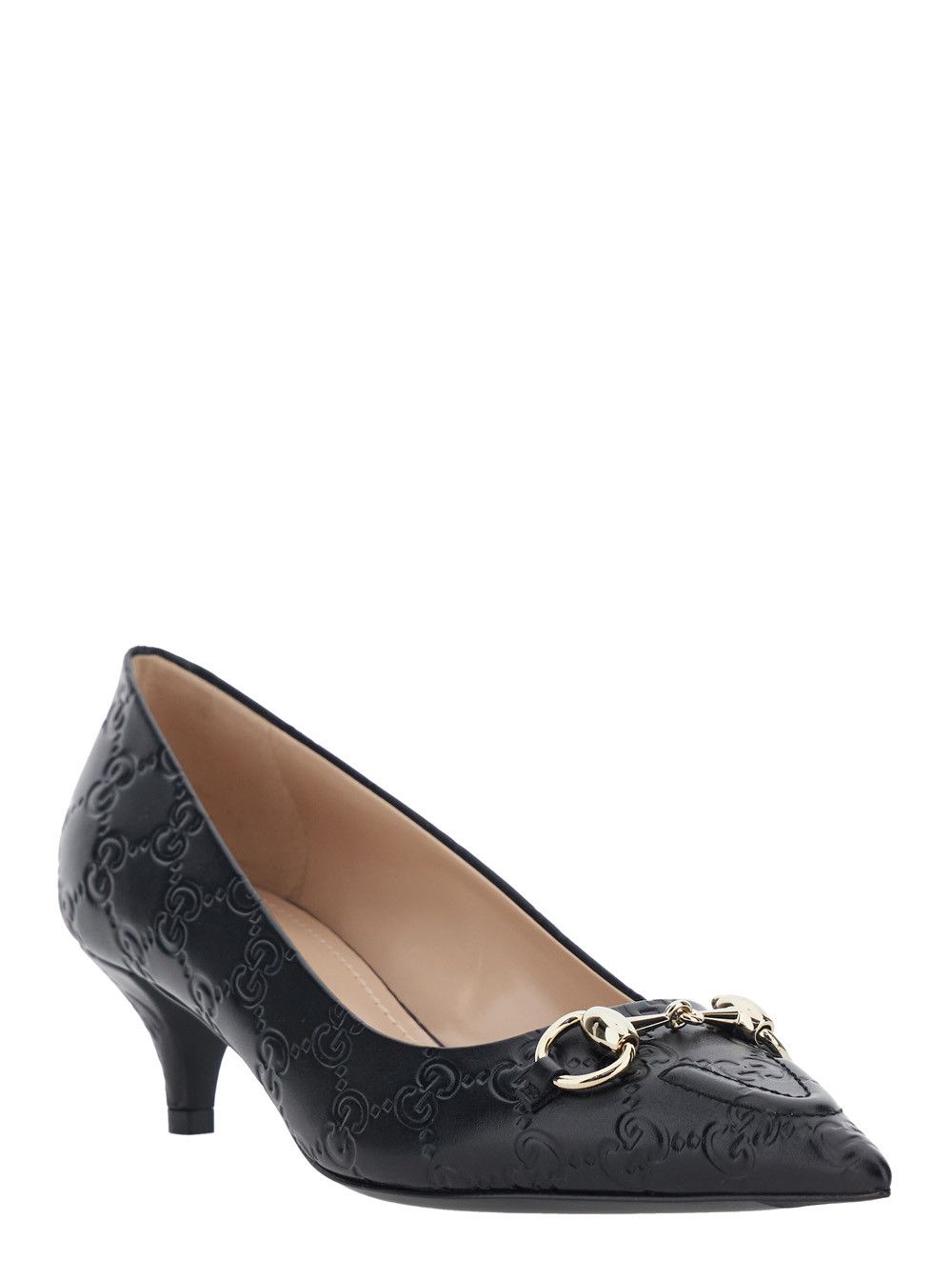 Gucci Black Erin Low Heel Pumps with Horsebit in GG Leather for Women Size US 9 / IT 39 - 2 Thumbnail