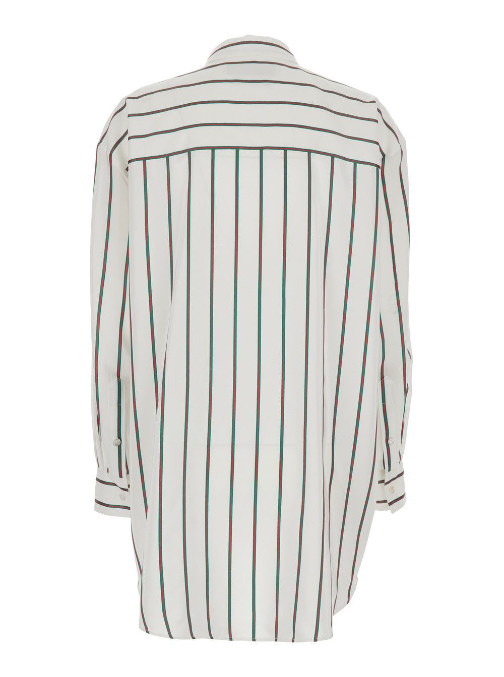 Gucci White Shirt with Classic Collar and All-Over Web Motif In Jacquard Silk for Women Size M / US 6-8 / IT 42-44 - 2 Thumbnail