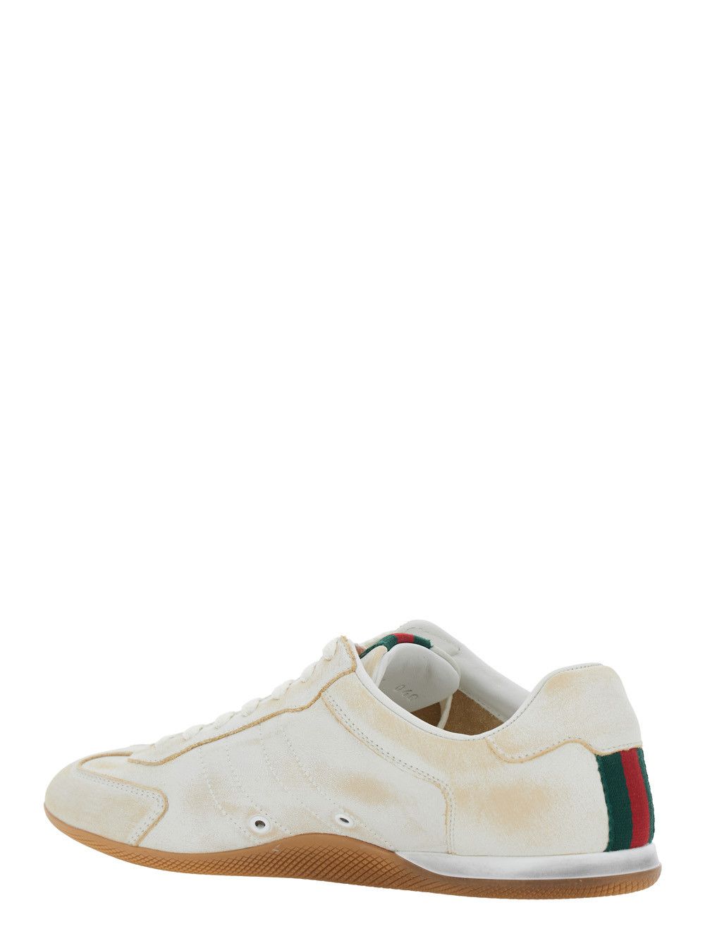 Gucci White Sneaker 'Elan' Low Top with Web Detail on Tongue and Suede Heel for Women Size US 7.5 / IT 37.5 - 3 Thumbnail