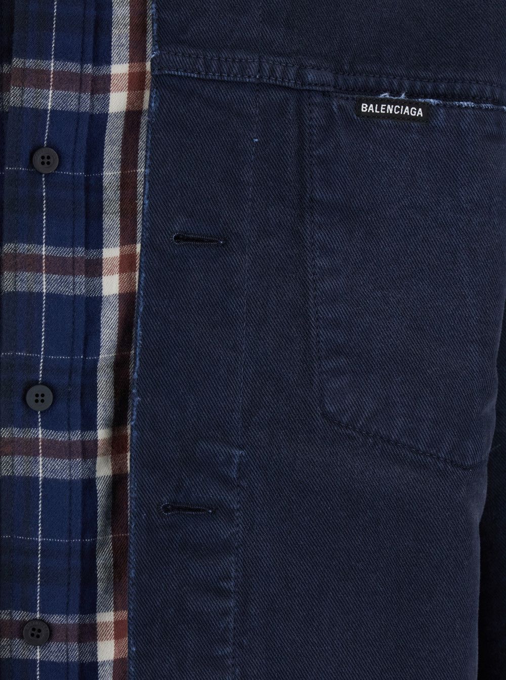 Balenciaga Blue Jacket with Double Layer Effect and Striped Motif in Cotton for Men Size US M / EU 48-50 / 2 - 3 Thumbnail
