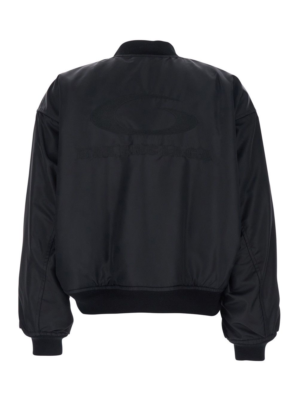 Balenciaga Bomber Jacket with High Collar and Two Side Pockets in Black Tech Fabric for Women Size S / US 4 / IT 40 - 2 Thumbnail