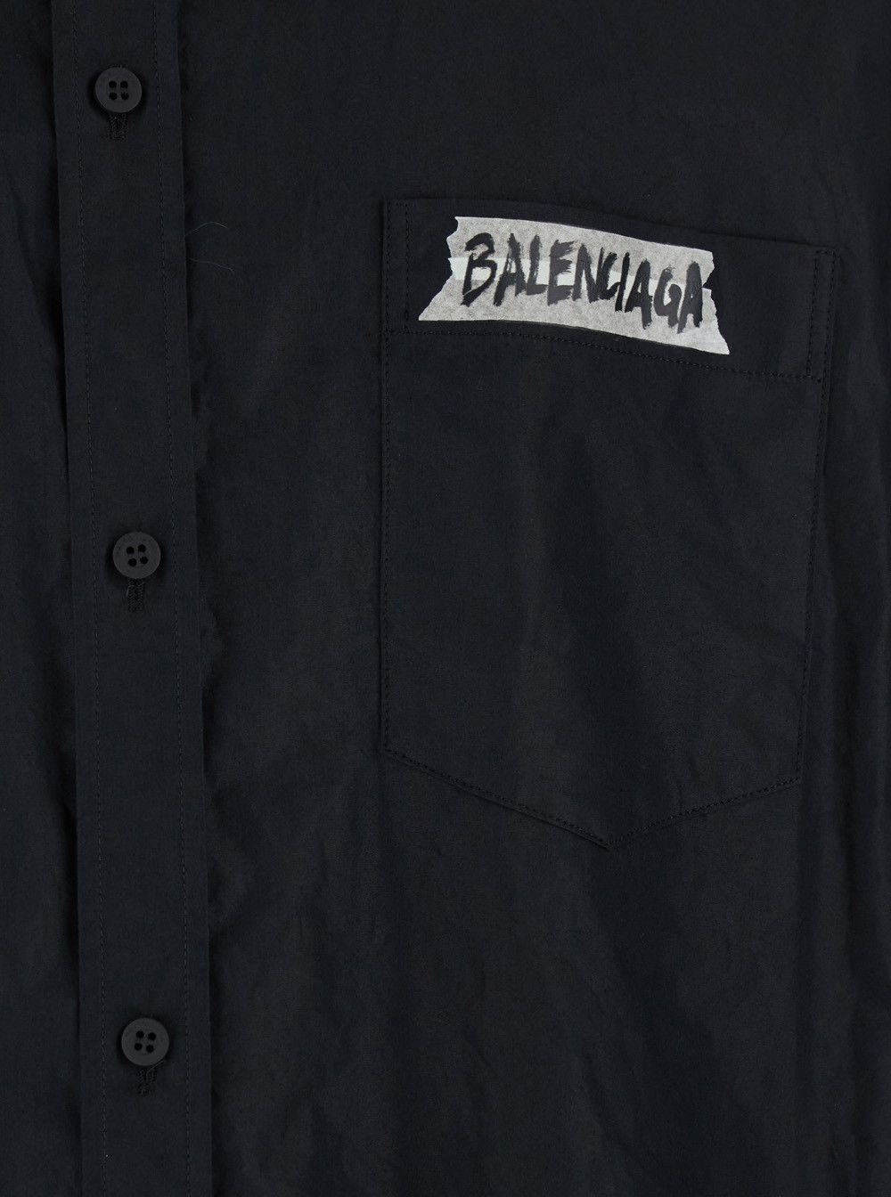 Balenciaga Black shirt with button-down collar and logo on front and back in cotton man Size US M / EU 48-50 / 2 - 3 Thumbnail