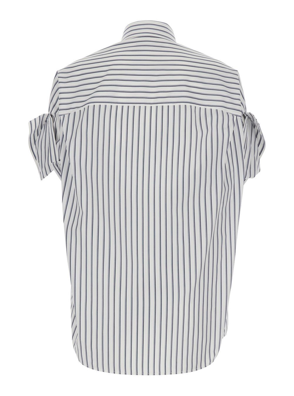 Balenciaga White Cotton Shirt with Button-Down Collar and Striped Motif and Front Pocket for Women Size S / US 4 / IT 40 - 2 Thumbnail