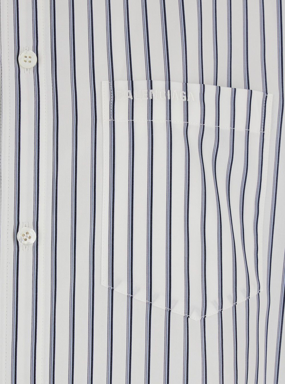 Balenciaga White Cotton Shirt with Button-Down Collar and Striped Motif and Front Pocket for Women Size S / US 4 / IT 40 - 3 Thumbnail