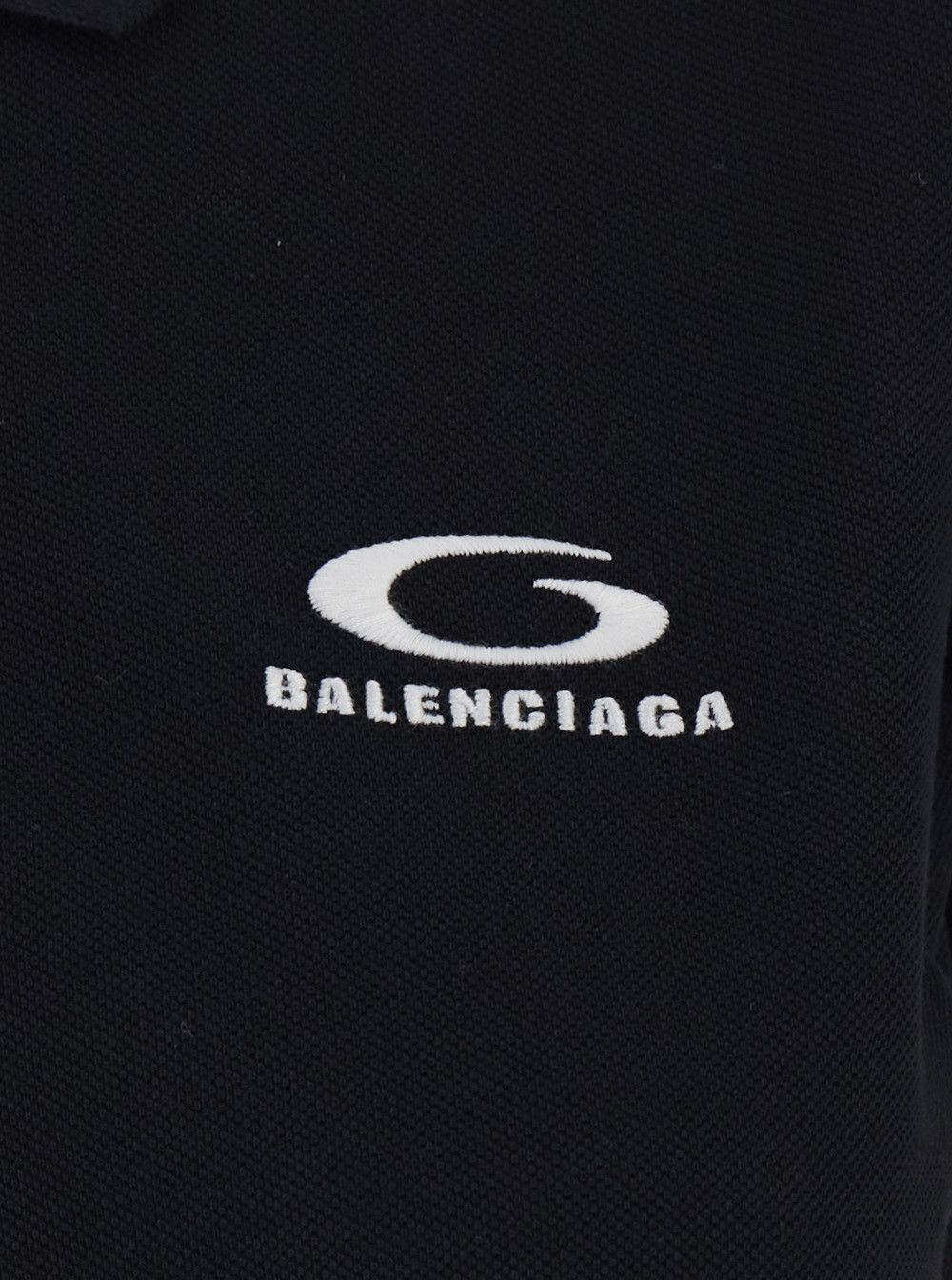 Balenciaga Black Women's Cotton Logo Polo Size L / US 10 / IT 46 - 3 Thumbnail