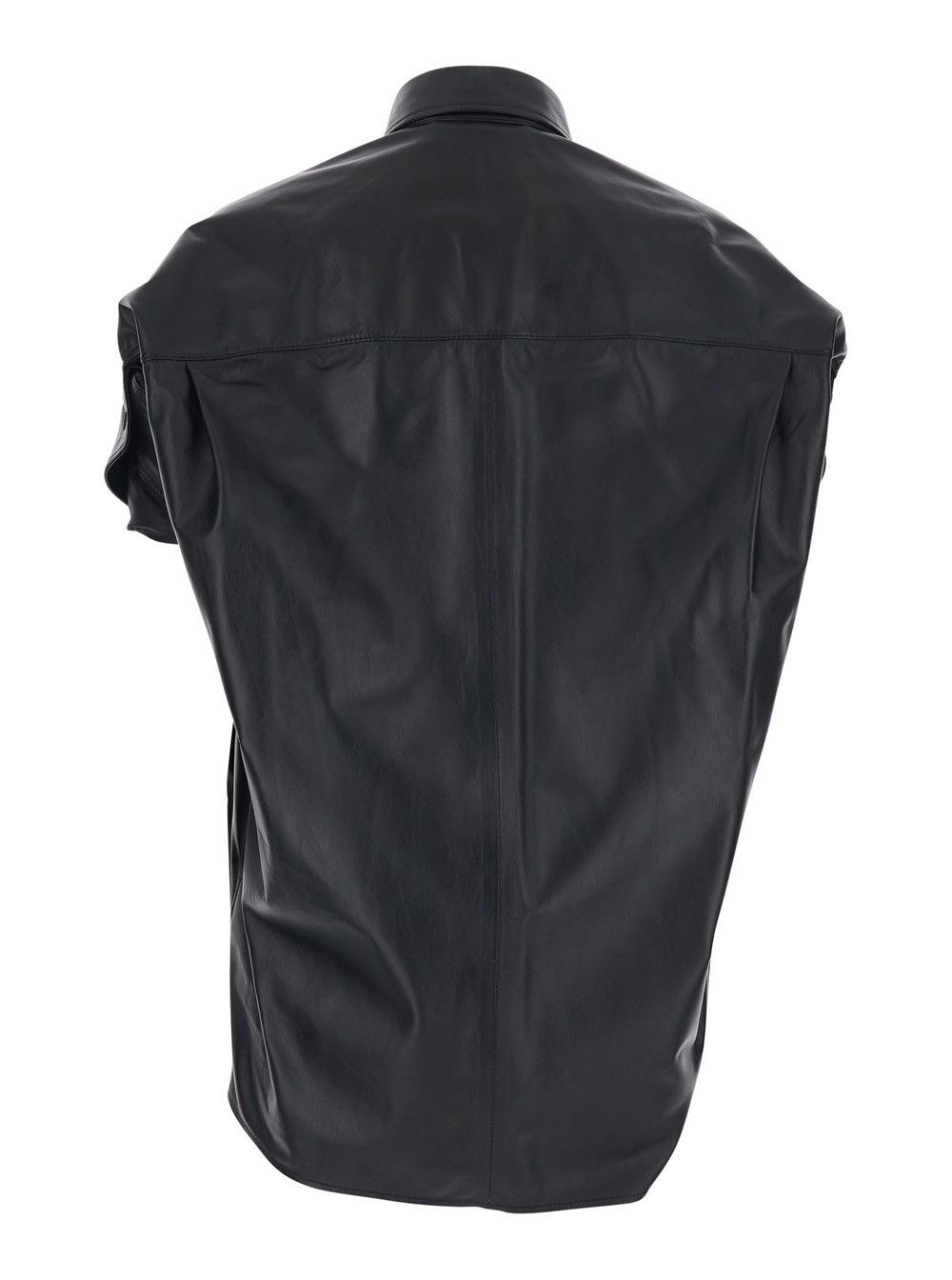 Balenciaga Shirt with classic collar and front pocket in black leather for women Size S / US 4 / IT 40 - 2 Thumbnail