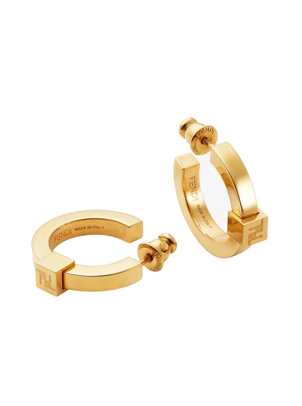 Fendi Gold Color Logo Plate Hoop Earrings for Women Size ONE SIZE - 2 Thumbnail