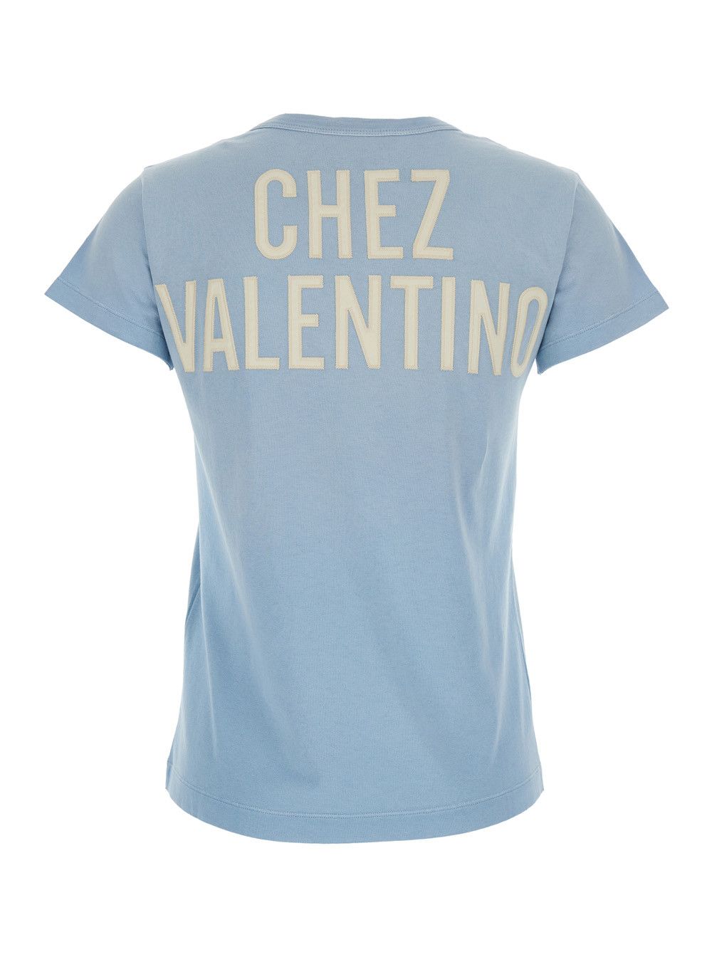 Valentino Blue T-Shirt with Maxi Logo on Front and Back in Cotton Jersey for Women Size S / US 4 / IT 40 - 2 Thumbnail