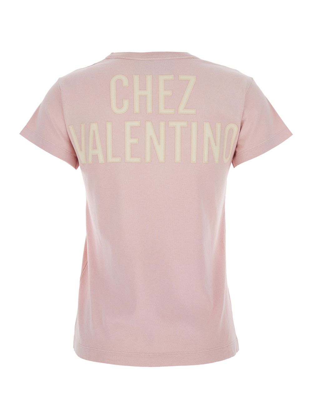Valentino Crew Neck T-Shirt with Maxi Logo on Front and Back in Pink Cotton Jersey for Women Size L / US 10 / IT 46 - 2 Thumbnail