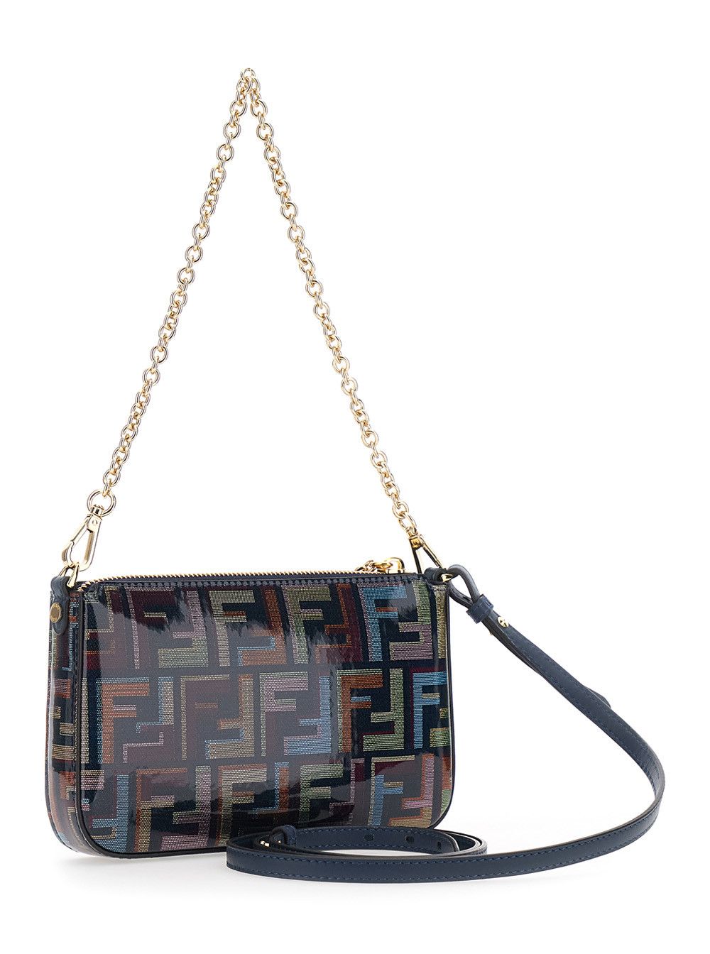 Fendi Multicolor Crossbody bag with Chain Strap and All-Over FF Motif in Fabric Woman Size ONE SIZE - 3 Thumbnail