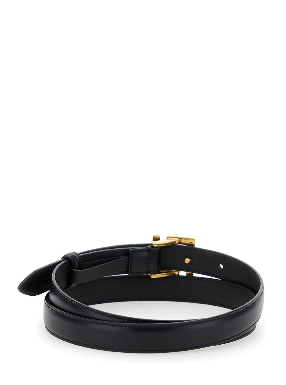 Fendi Black Thin Belt with FF Buckle in Leather Woman Size ONE SIZE - 3 Thumbnail