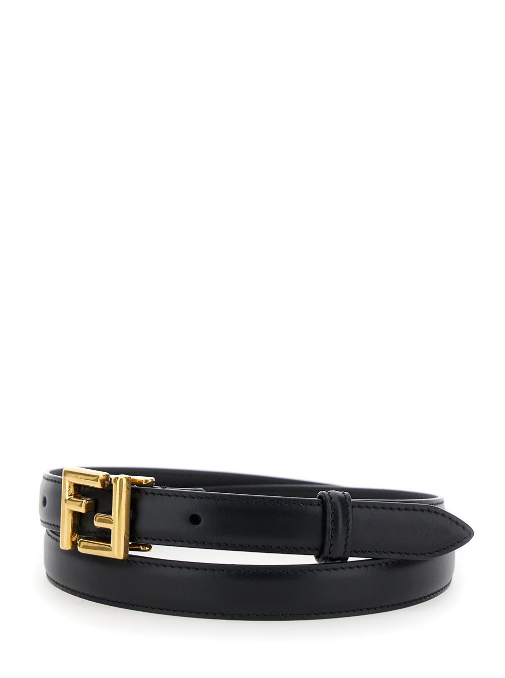 Fendi Black Thin Belt with FF Buckle in Leather Woman Size ONE SIZE - 2 Thumbnail