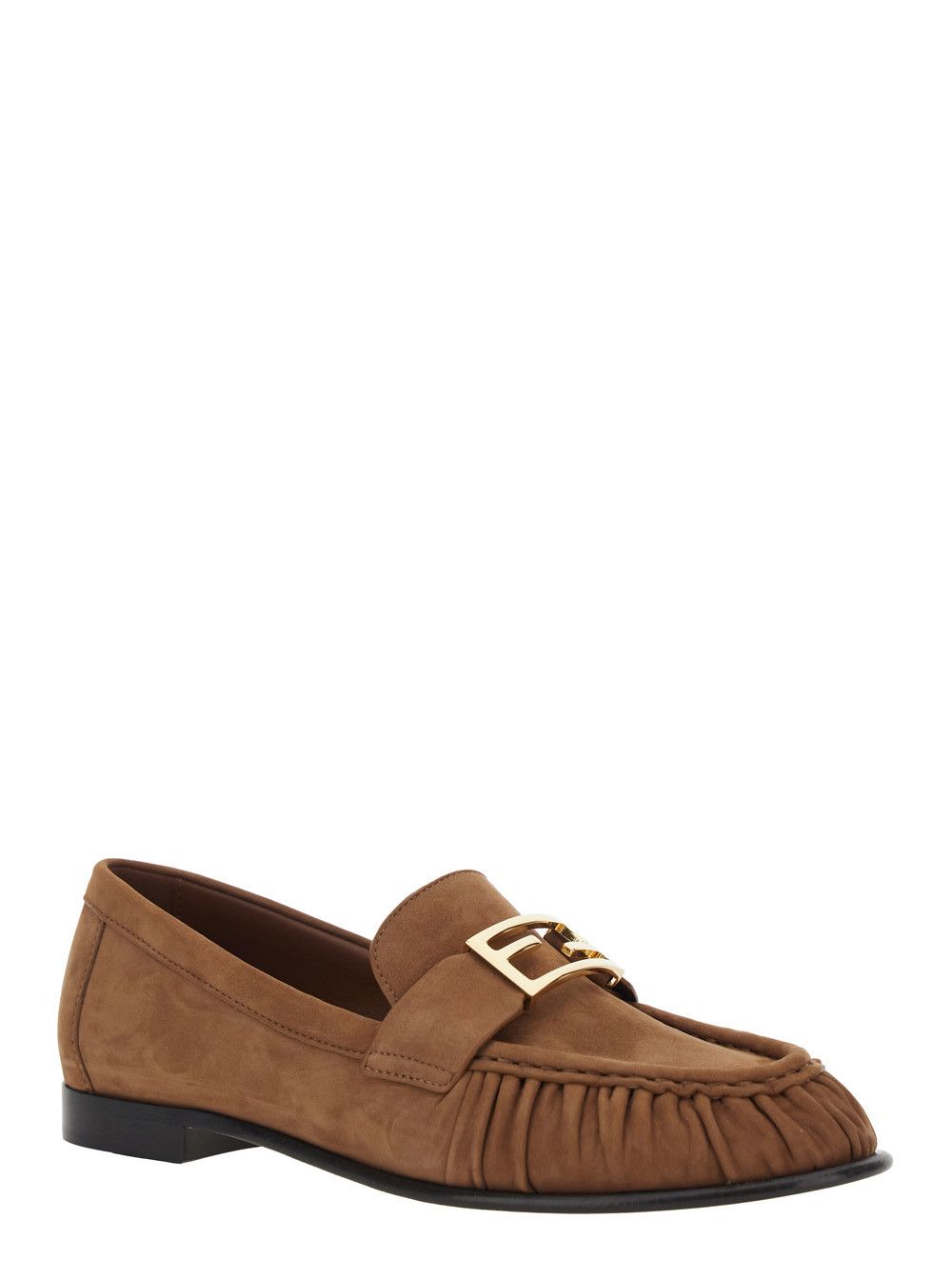 Fendi Brown Loafers with FF Plate on the Front in Leather for Women Size US 8 / IT 38 - 2 Thumbnail