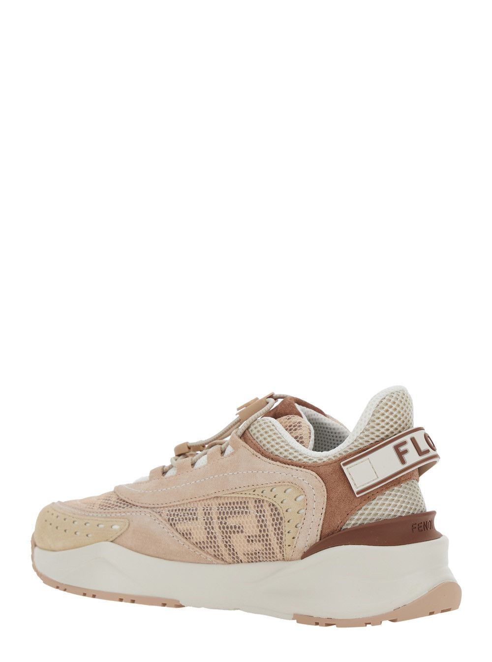 Fendi 'Fendi Flow' Pink Sneakers with Logo Lettering on Side and Back and Mesh Inserts in Tech Fabric and Suede Woman Size US 10 / IT 40 - 3 Thumbnail