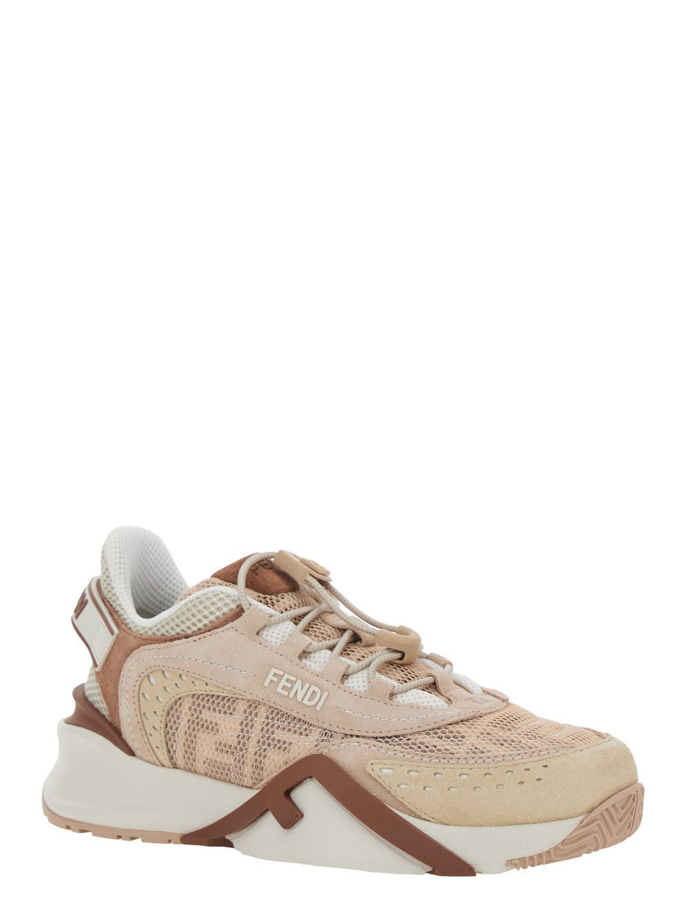 Fendi 'Fendi Flow' Pink Sneakers with Logo Lettering on Side and Back and Mesh Inserts in Tech Fabric and Suede Woman Size US 10 / IT 40 - 2 Thumbnail