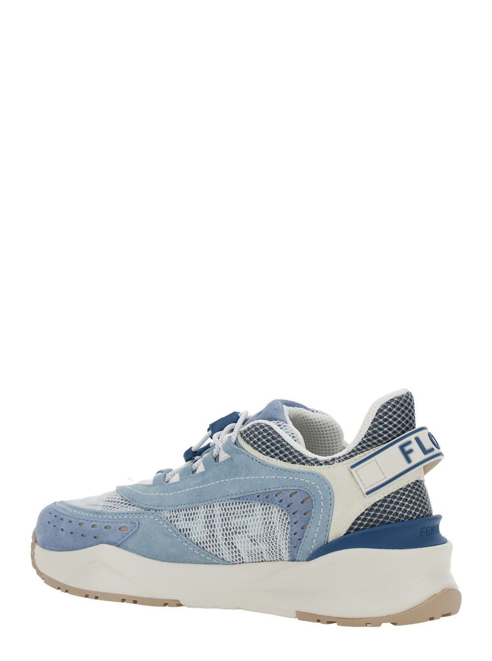 Fendi 'Fendi Flow' Blue Sneakers with Logo Lettering on Side and Back and Mesh Inserts in Tech Fabric and Suede for Women Size US 9 / IT 39 - 3 Thumbnail