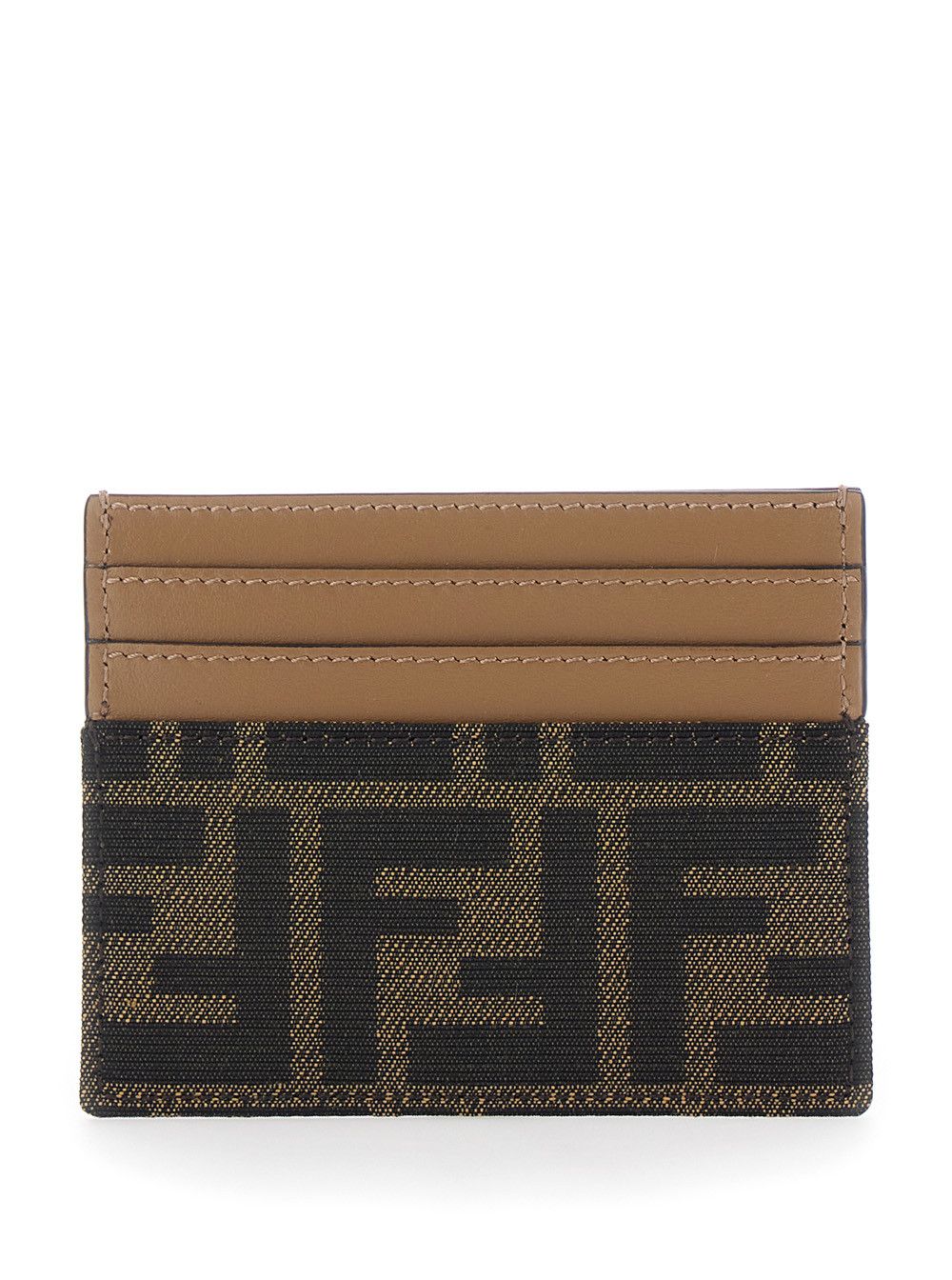 Fendi Brown Cardholder with FF All-Over Motif in Fabric for Women Size M / US 6-8 / IT 42-44 - 3 Thumbnail