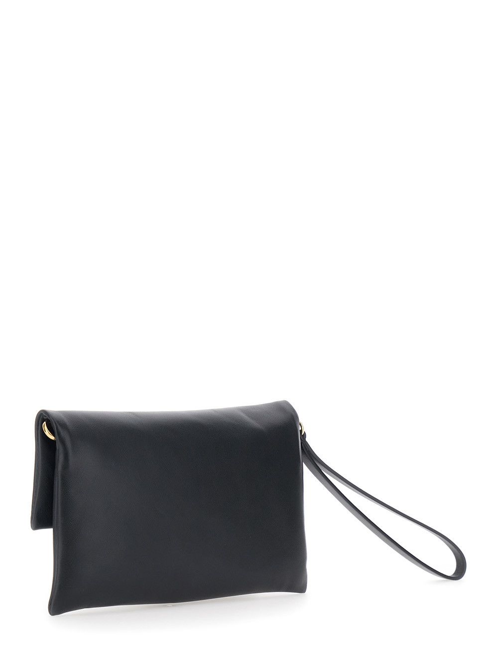 Fendi Black Pouch with Wrist Strap and FF Plate Closure on the Front in Leather Woman Size ONE SIZE - 3 Thumbnail