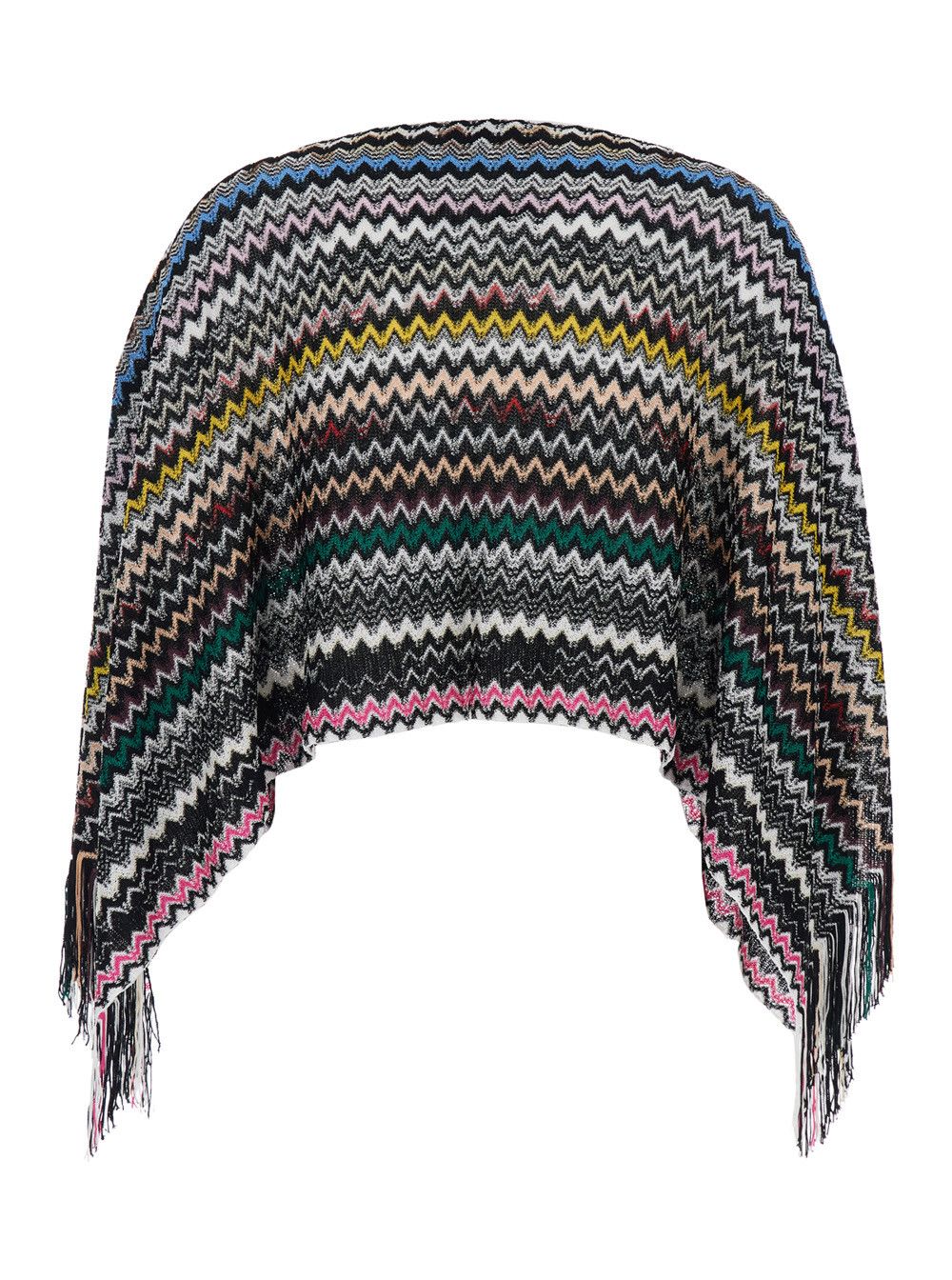 Missoni Multicolor 'MISSONI' Cape with Boat Neck and All-Over Zig-Zag Motif in Viscose for Women Size M / US 6-8 / IT 42-44 - 2 Thumbnail