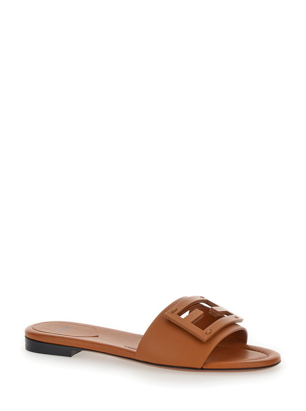 Fendi Brown 'Baguette' Logo Sandals in Leather for Women Size US 9 / IT 39 - 2 Thumbnail