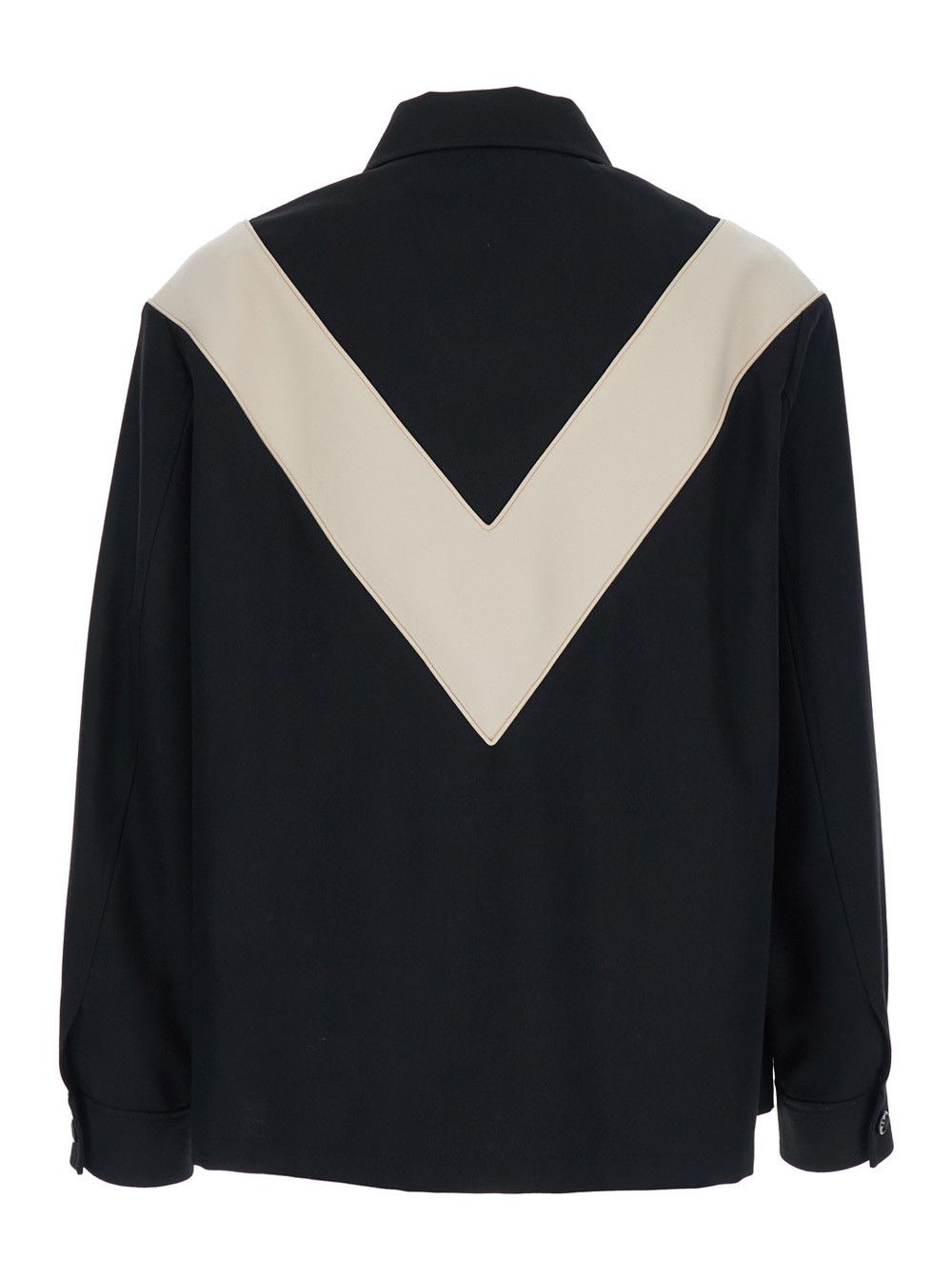 Valentino Jacket with classic collar and contrast details on the front and back in black tech fabric men Size US M / EU 48-50 / 2 - 2 Thumbnail