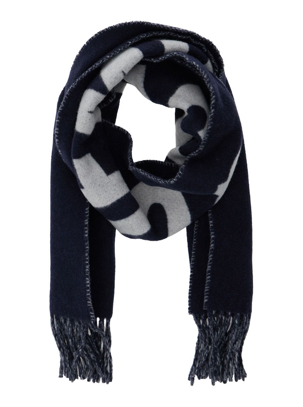 Jacquemus 'L'Echarpe Jacquemus' Blue Scarf with Maxi Logo Lettering and Fringed Hem in Wool Man Size ONE SIZE - 2 Thumbnail
