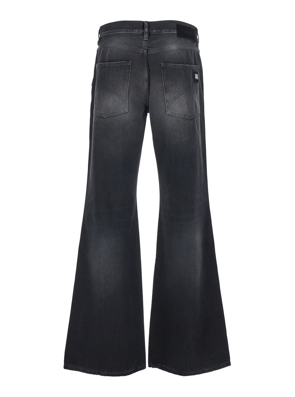 Amiri Black Jeans with Wide Leg and Logo Patch on the Back in Denim for Men Size US 32 / EU 48 - 2 Thumbnail