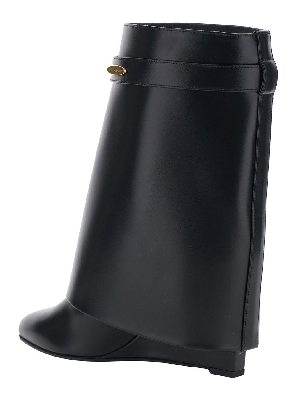 Givenchy Black Wedge Heel Ankle Boots with Logo Plate on the Side in Leather for Women Size US 9 / IT 39 - 3 Thumbnail