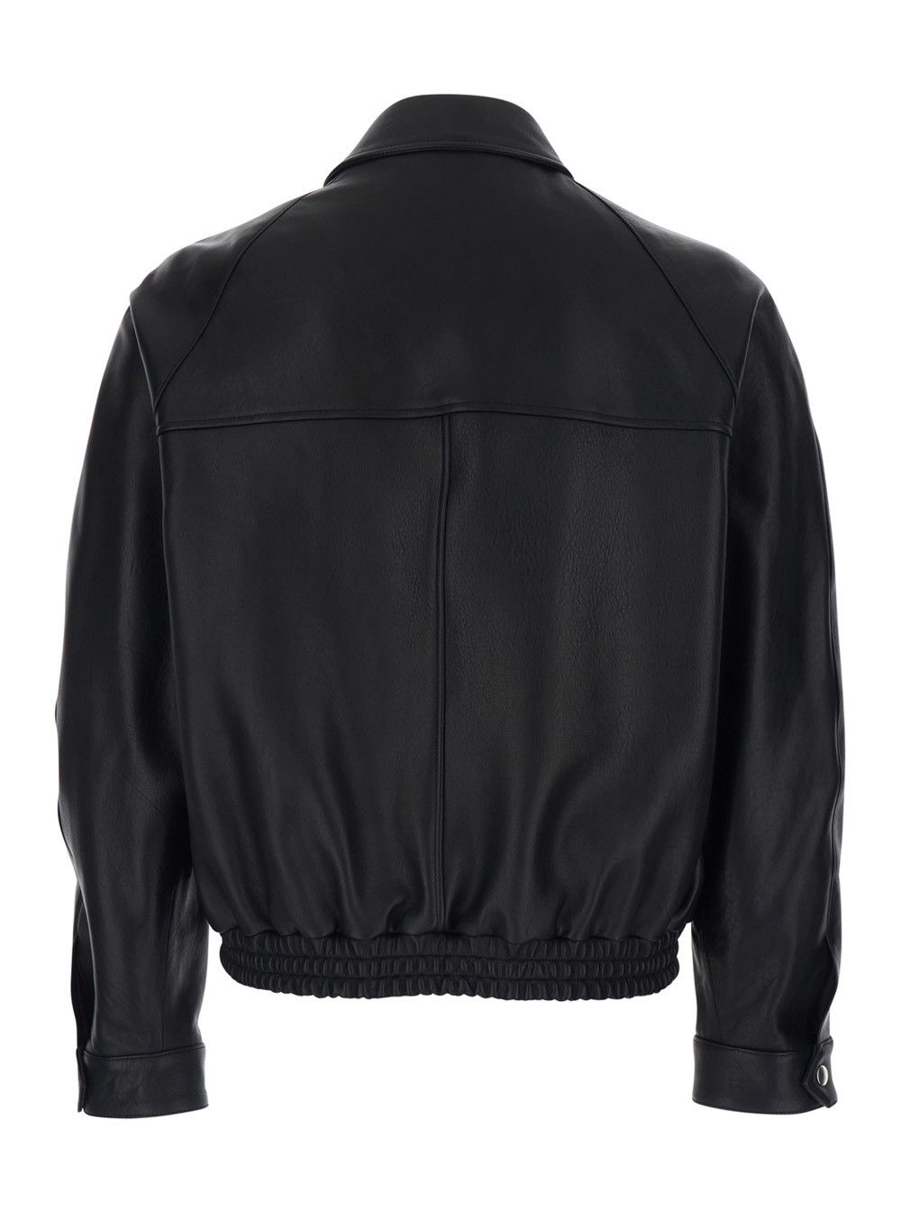 TONYWACK Black Jacket with Classic Collar and Two Front Zip Pockets in Leather Man Size US M / EU 48-50 / 2 - 2 Thumbnail