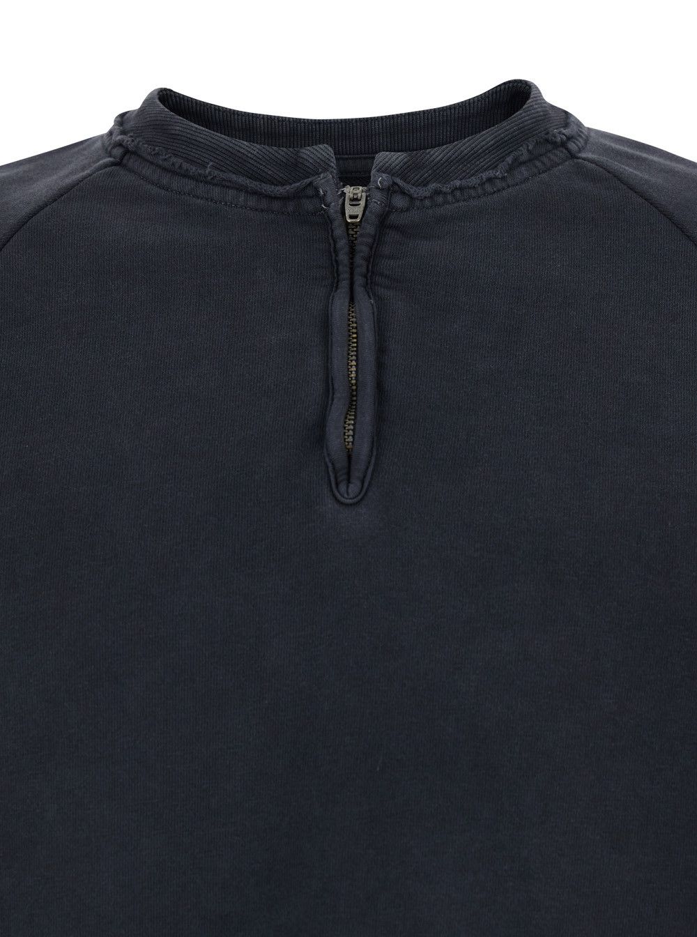 TONYWACK Men's Black Cotton Crewneck Sweatshirt with Half Zip Closure Size US L / EU 52-54 / 3 - 3 Thumbnail