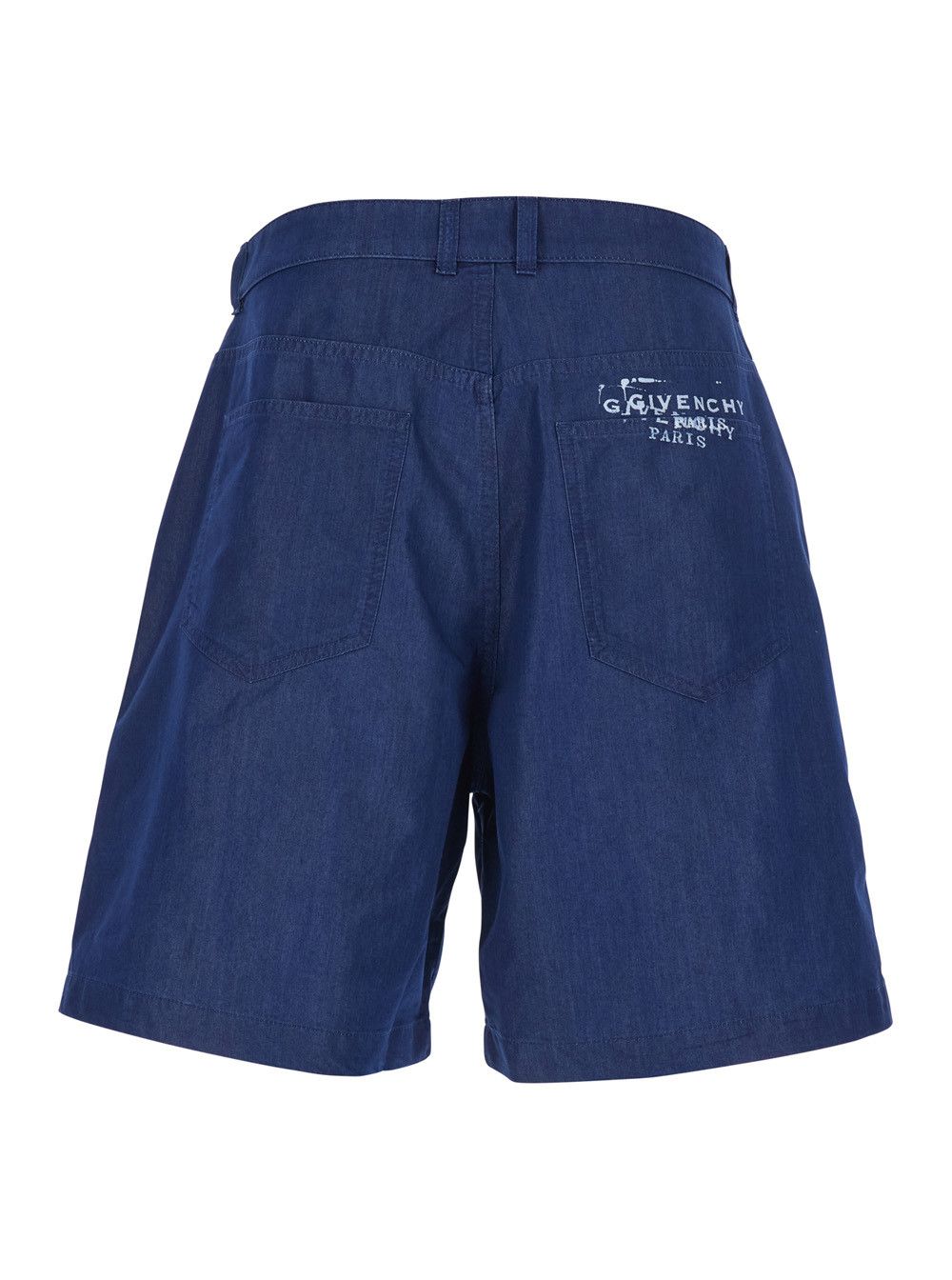 Givenchy Blue Bermuda Shorts with Logo Print on the Back in Cotton Blend for Men Size US 32 / EU 48 - 2 Thumbnail