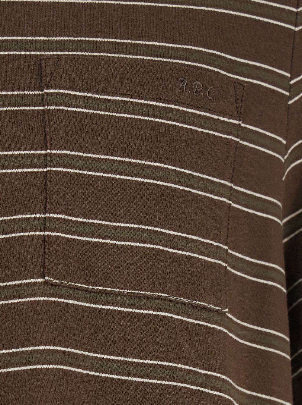 A.P.C. Brown Crew Neck T-Shirt with Striped Motif and Logo on Front in Cotton for Men Size US XL / EU 56 / 4 - 3 Thumbnail