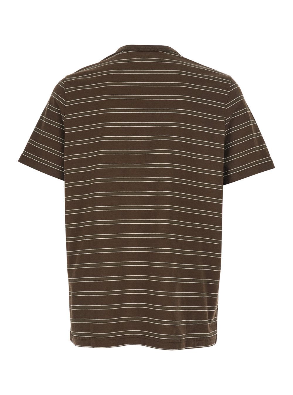 A.P.C. Brown Crew Neck T-Shirt with Striped Motif and Logo on Front in Cotton for Men Size US XL / EU 56 / 4 - 2 Thumbnail