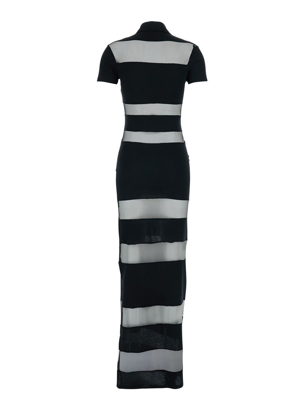 Coperni Black Long Dress with Logo Embroidery on the Front and All-Over Stripes in Cotton Blend Woman Size S / US 4 / IT 40 - 2 Thumbnail