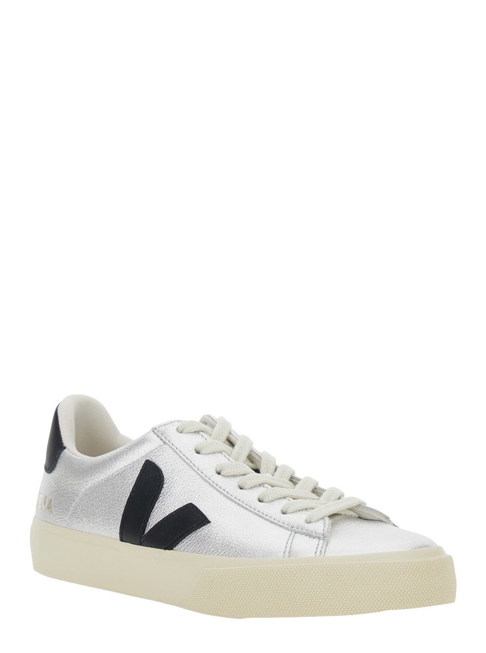 Veja Sneaker 'Campo' with Contrast Heel with Lettering Logo and Logo Patch on the Side in Metallic Leather Unisex Size US 6 / IT 36 - 2 Thumbnail
