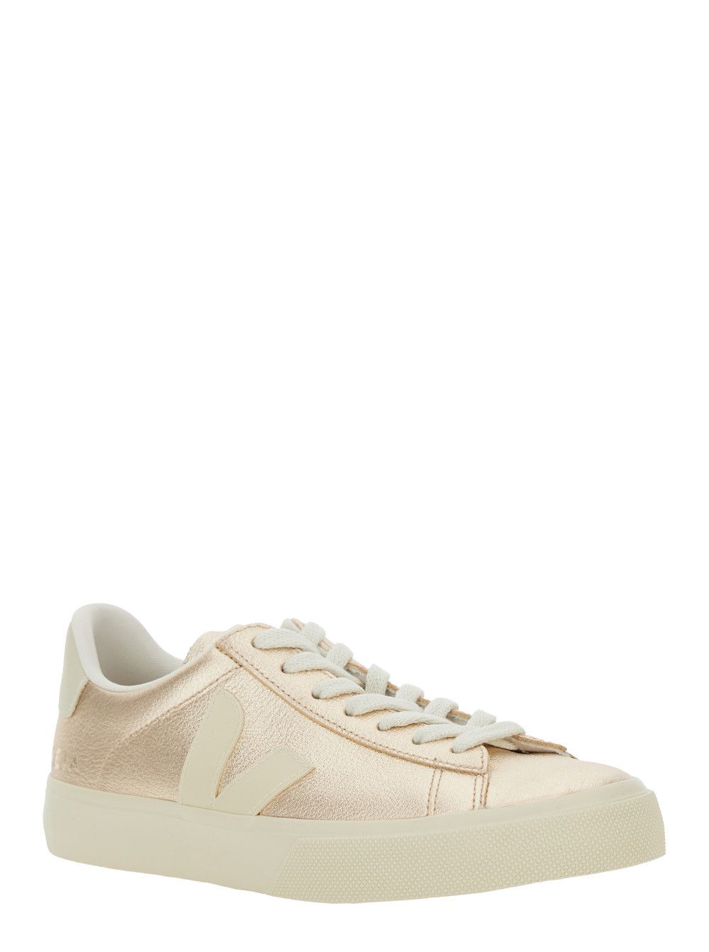 Veja Sneaker 'Campo' with Contrast Heel with Lettering Logo and Logo Patch on the Side in Metallic Leather Unisex Size US 6 / IT 36 - 2 Thumbnail