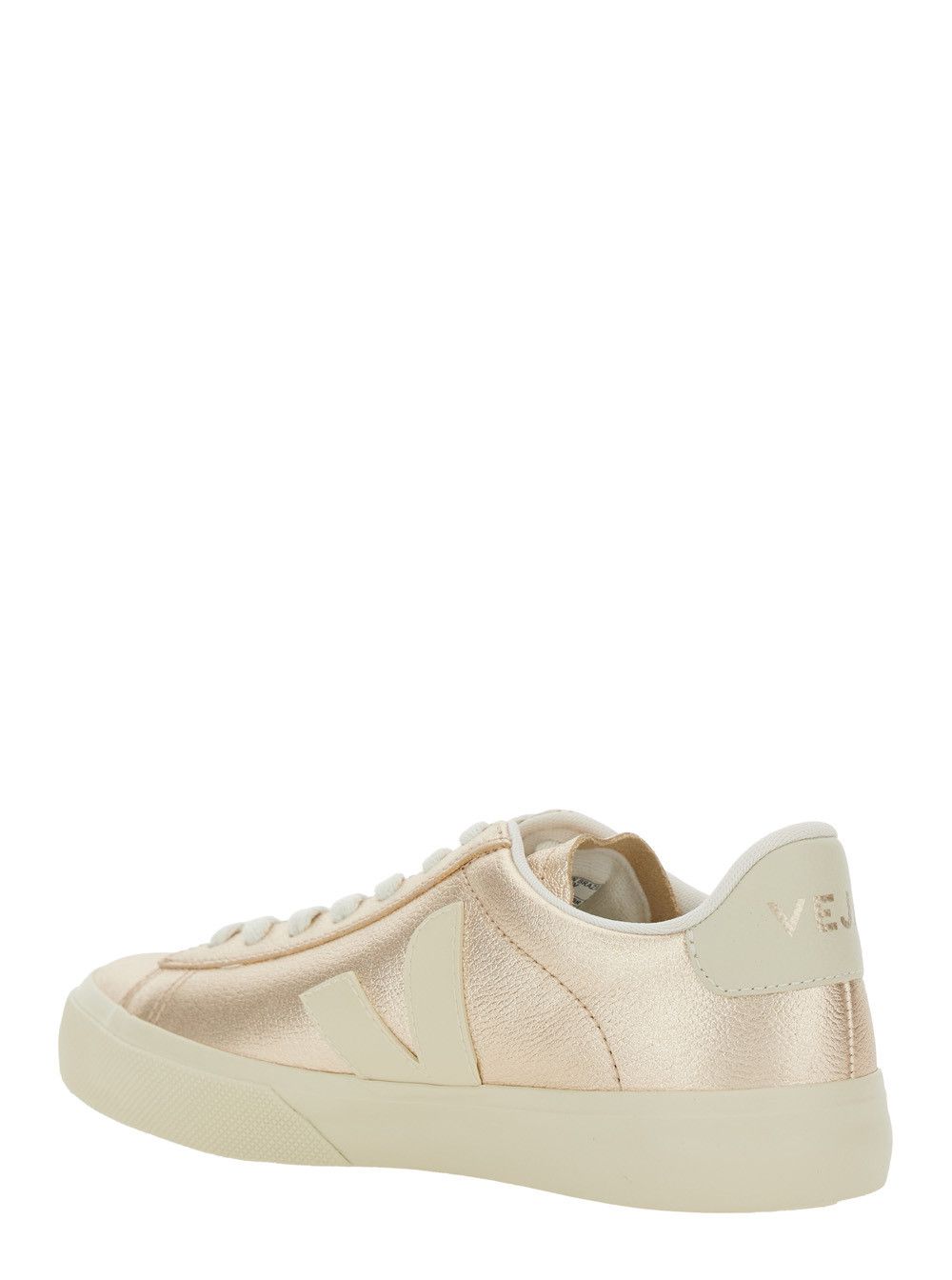 Veja Sneaker 'Campo' with Contrast Heel with Lettering Logo and Logo Patch on the Side in Metallic Leather Unisex Size US 7 / IT 37 - 3 Thumbnail