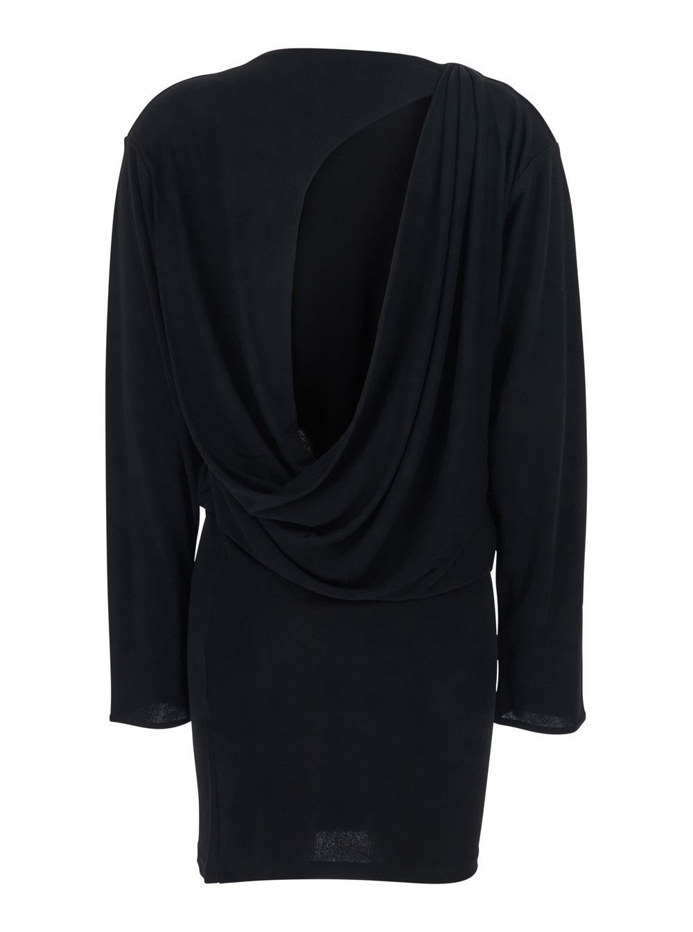 Jacquemus Black 'La Robe Mistral' Crew Neck Dress with Long Sleeves and Open Back in Viscose Blend Women Size M / US 6-8 / IT 42-44 - 2 Thumbnail