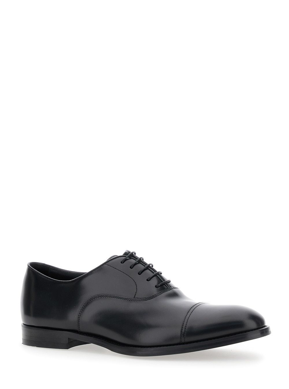 Doucal's Black Smooth Leather Five-Hole Oxford Shoes for Men Size US 8 / EU 41 - 2 Thumbnail