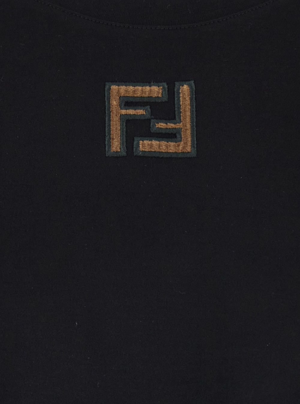 Fendi Black Crew Neck T-Shirt with FF Embroidery on the Front in Cotton for Men Size US M / EU 48-50 / 2 - 3 Thumbnail