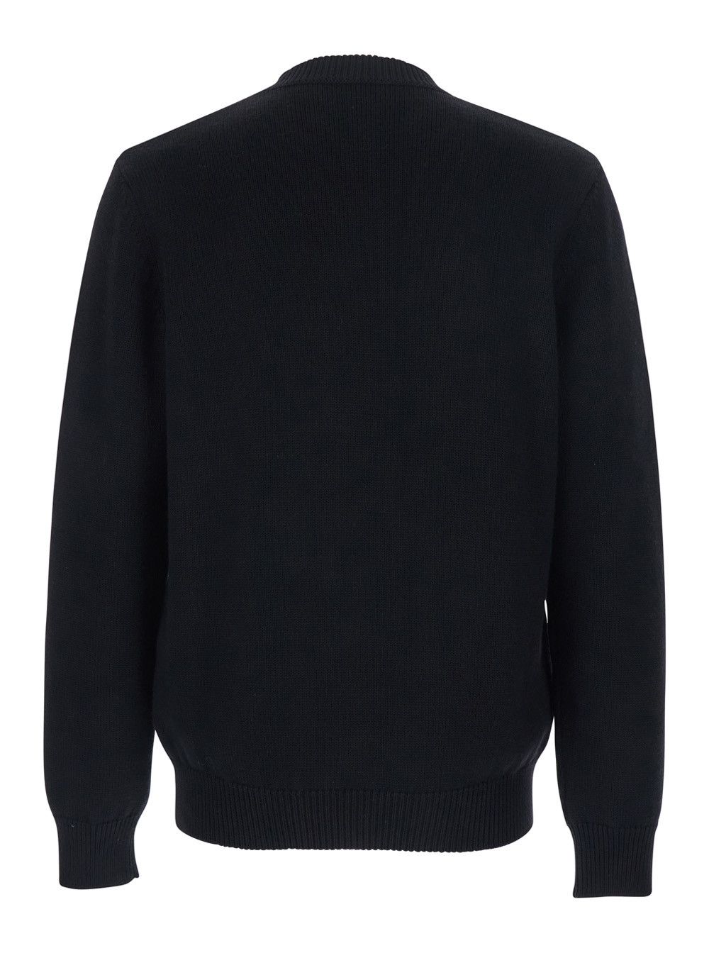 Fendi Black Crewneck Sweater with FF Embroidery on the Front in Wool for Men Size US M / EU 48-50 / 2 - 2 Thumbnail