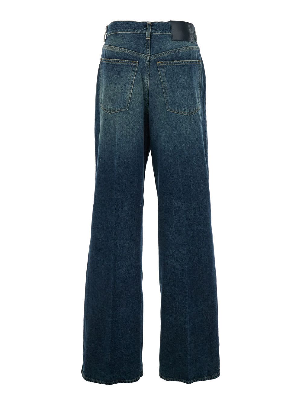 Haikure Blue Jeans with Logo Patch on the Back and Faded Effect in Blue Denim for Women Size 28" / US 6 / IT 42 - 2 Thumbnail