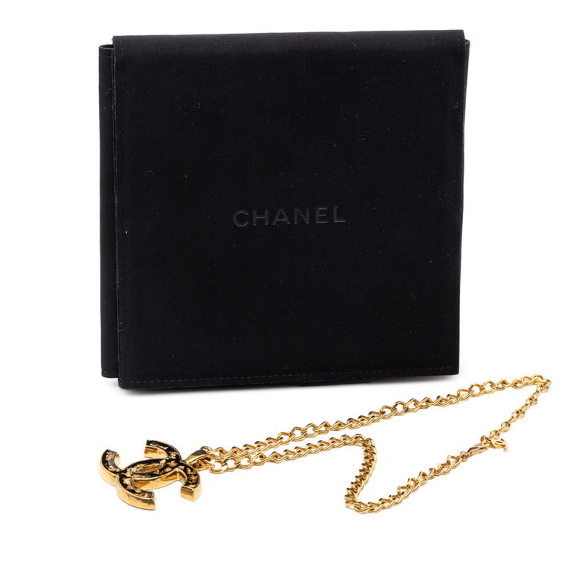 Chanel Chanel Coco Mark Necklace, Gold, Black Plated Enamel, Women's, CHANEL Size ONE SIZE - 5 Thumbnail