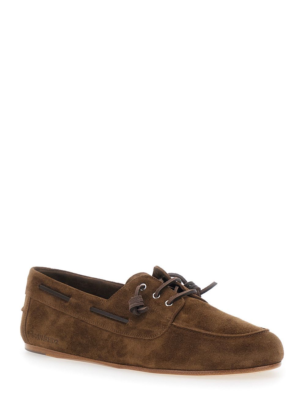 Dsquared2 Men's Brown Suede 'LUM0118015035205059' Boat Shoes with Side Lettering Logo Size US 11 / EU 44 - 2 Thumbnail