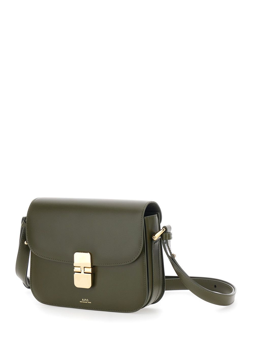 A.P.C. 'Grace' Green Crossbody bag Small with Adjustable Strap and Logo Lettering Embossed on the Front in Leather for Women Size ONE SIZE - 2 Thumbnail