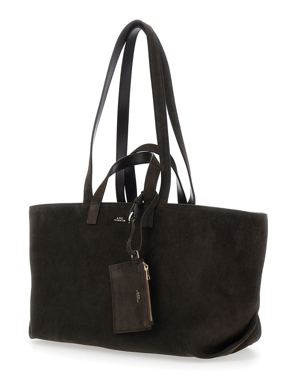 A.P.C. 'Le Drummer' Brown Shopper with Four Handles and Lettering Logo on the Front in Suede Woman Size ONE SIZE - 2 Thumbnail