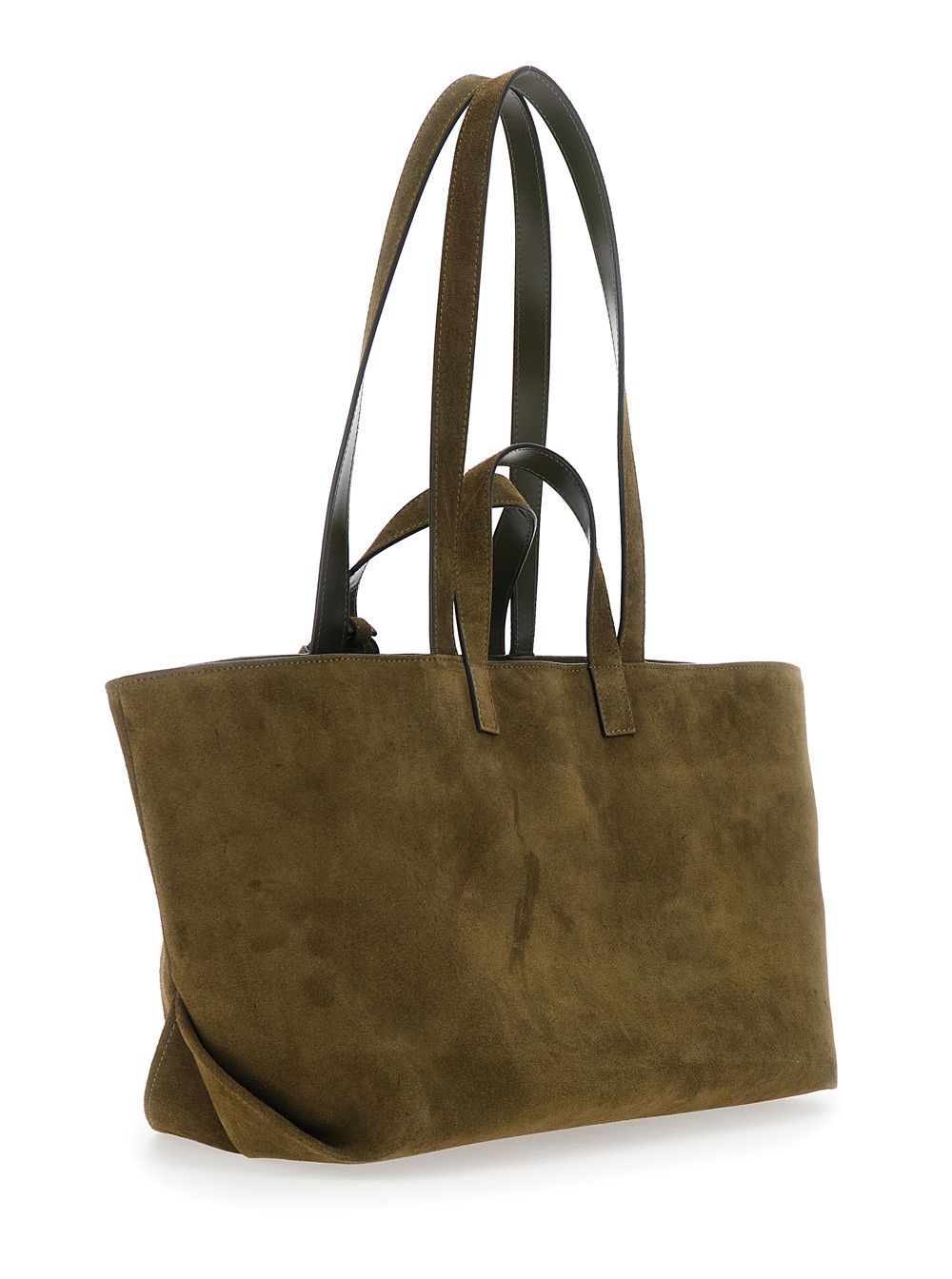 A.P.C. 'Le Drummer' Green Shopper with Four Handles and Logo Lettering on the Front in Suede Women Size ONE SIZE - 3 Thumbnail