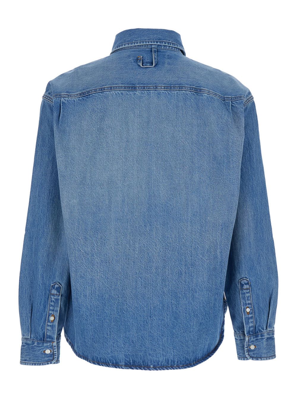 Jacquemus 'Simon' Light Blue Shirt with Classic Collar and Logo Lettering Embroidery on the Front in Denim for Men Size US M / EU 48-50 / 2 - 2 Thumbnail