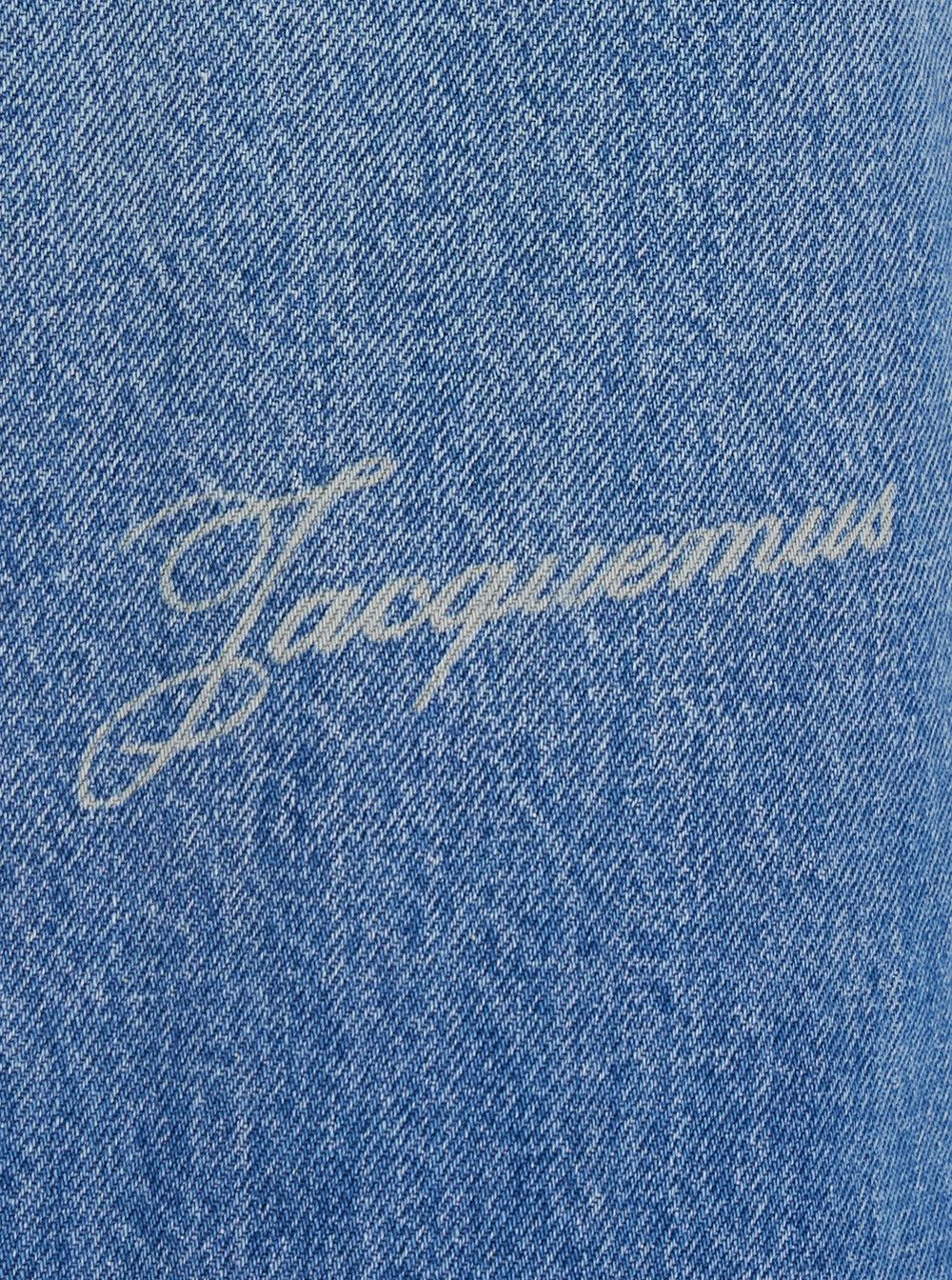 Jacquemus 'Simon' Light Blue Shirt with Classic Collar and Logo Lettering Embroidery on the Front in Denim for Men Size US M / EU 48-50 / 2 - 3 Thumbnail