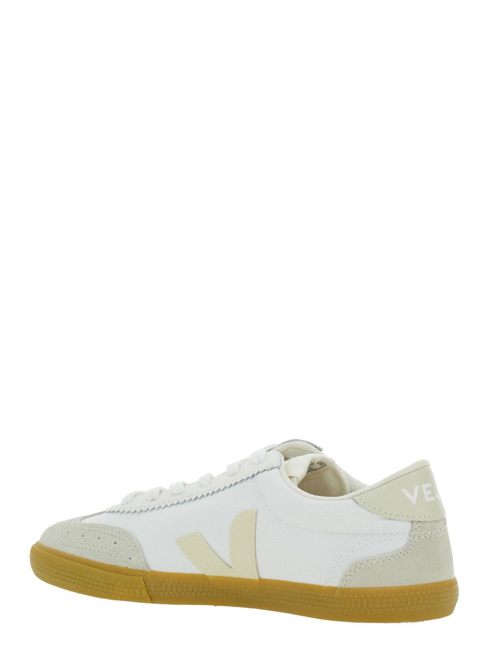 Veja Sneaker 'Volley' Low Top with Logo Patch on the Side and Logo Lettering on the Back in White Fabric Unisex Size US 12 / IT 42 - 3 Thumbnail